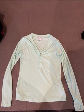 Athleta Mint Green Ribbed V-Neck Top